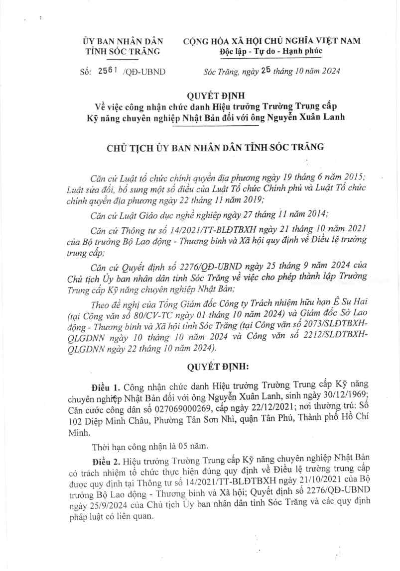 Trường Trung cấp Kỹ năng Chuyên nghiệp Nhật Bản