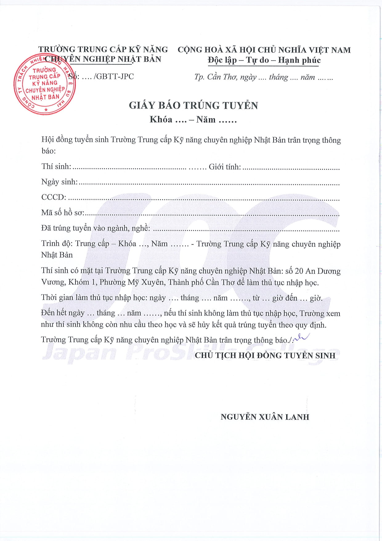 Trường Trung cấp Kỹ năng Chuyên nghiệp Nhật Bản