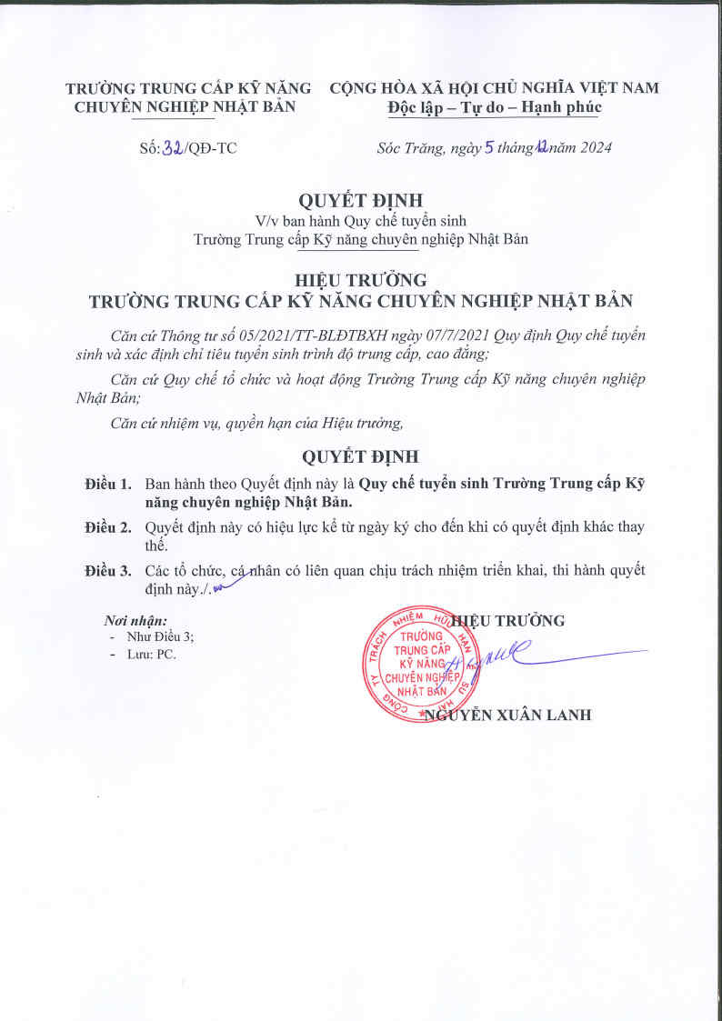 Trường Trung cấp Kỹ năng Chuyên nghiệp Nhật Bản