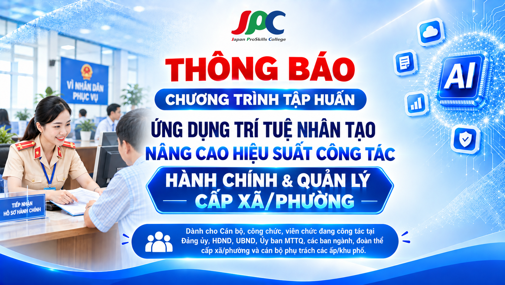 Lịch huấn luyện AI - Dành cho Cán bộ, Viên chức xã/ phường - Tháng 9/2026